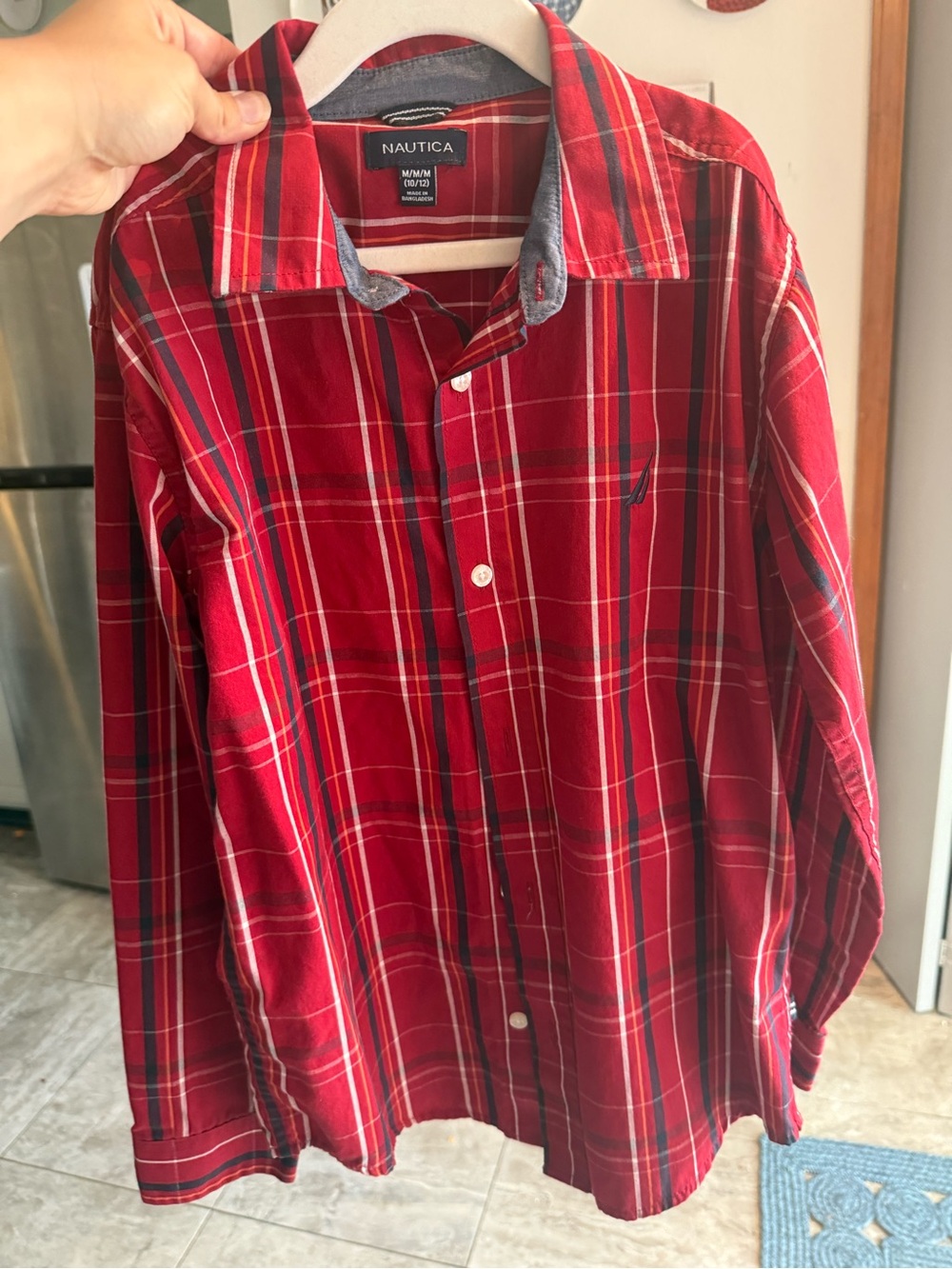 Nautica Boys Red Plaid Long-Sleeve Button-Down Shirt- never worn!